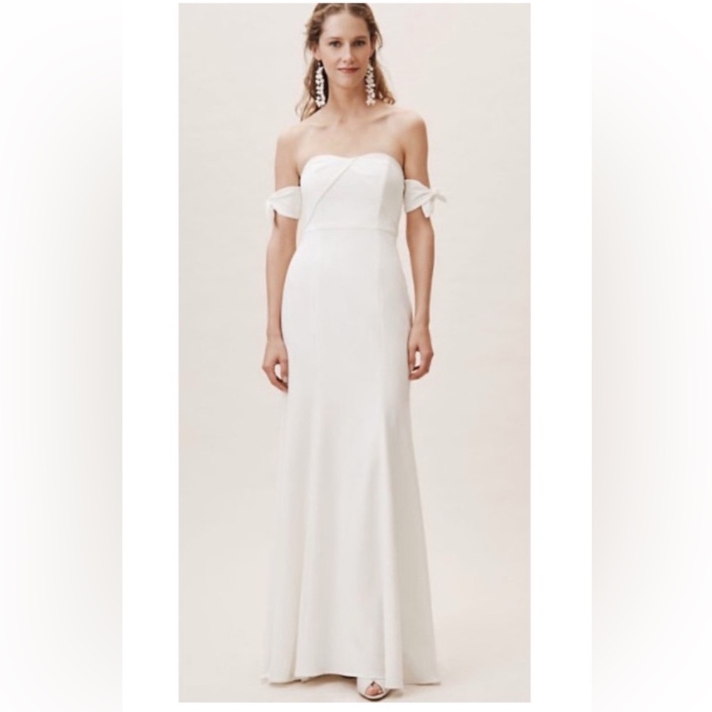 Watters White Off-Shoulder A-Line Wedding Dress - Picture 3 of 8